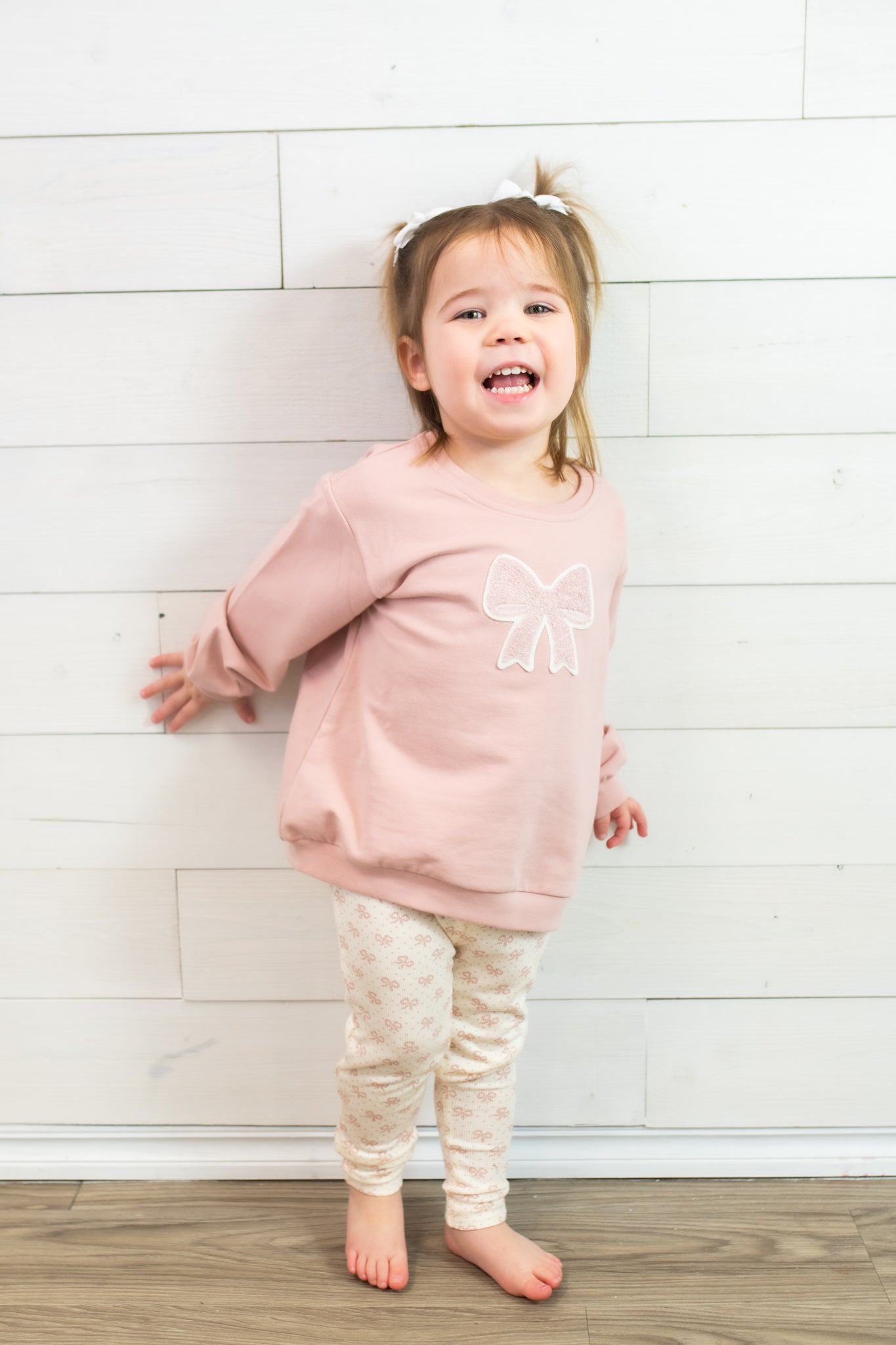 French Terry Bow Oversized Sweatshirt and Leggings Pink
