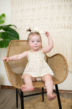 Block Print Ditsy Smocked Top & Bloomer Set