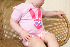 Bunny with Glasses Kid's Graphic Tee-Pink