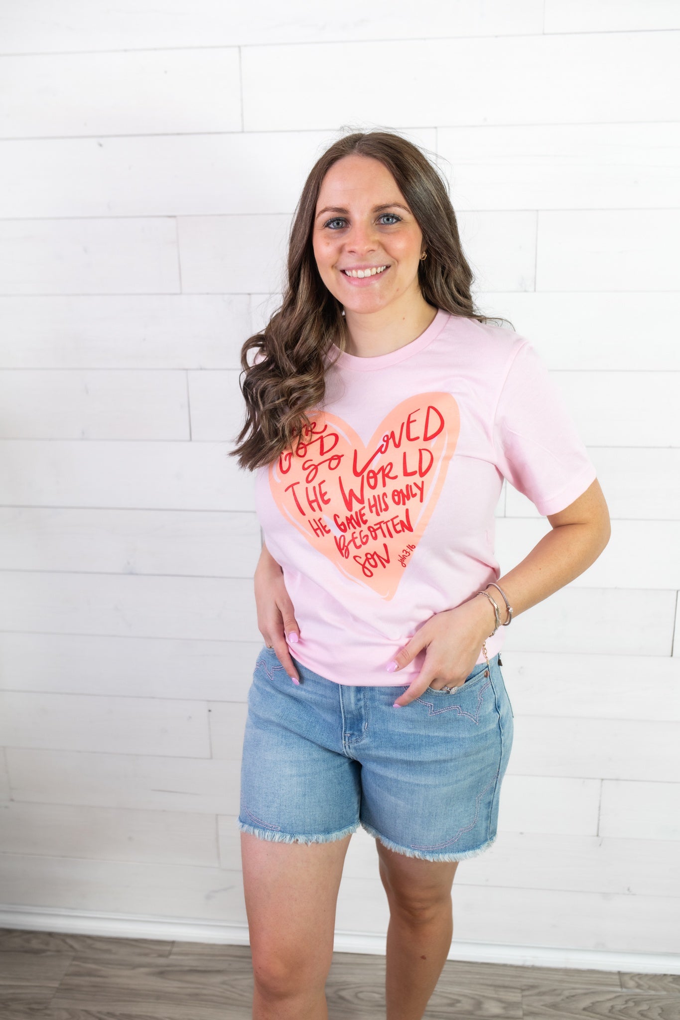 For God So Loved The World Graphic Tee-Pink