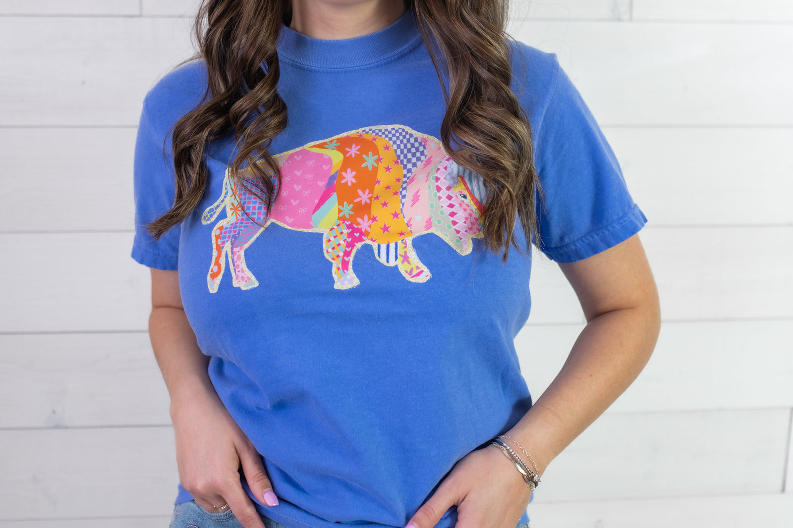 Buffalo Patch Graphic Tee-Blue