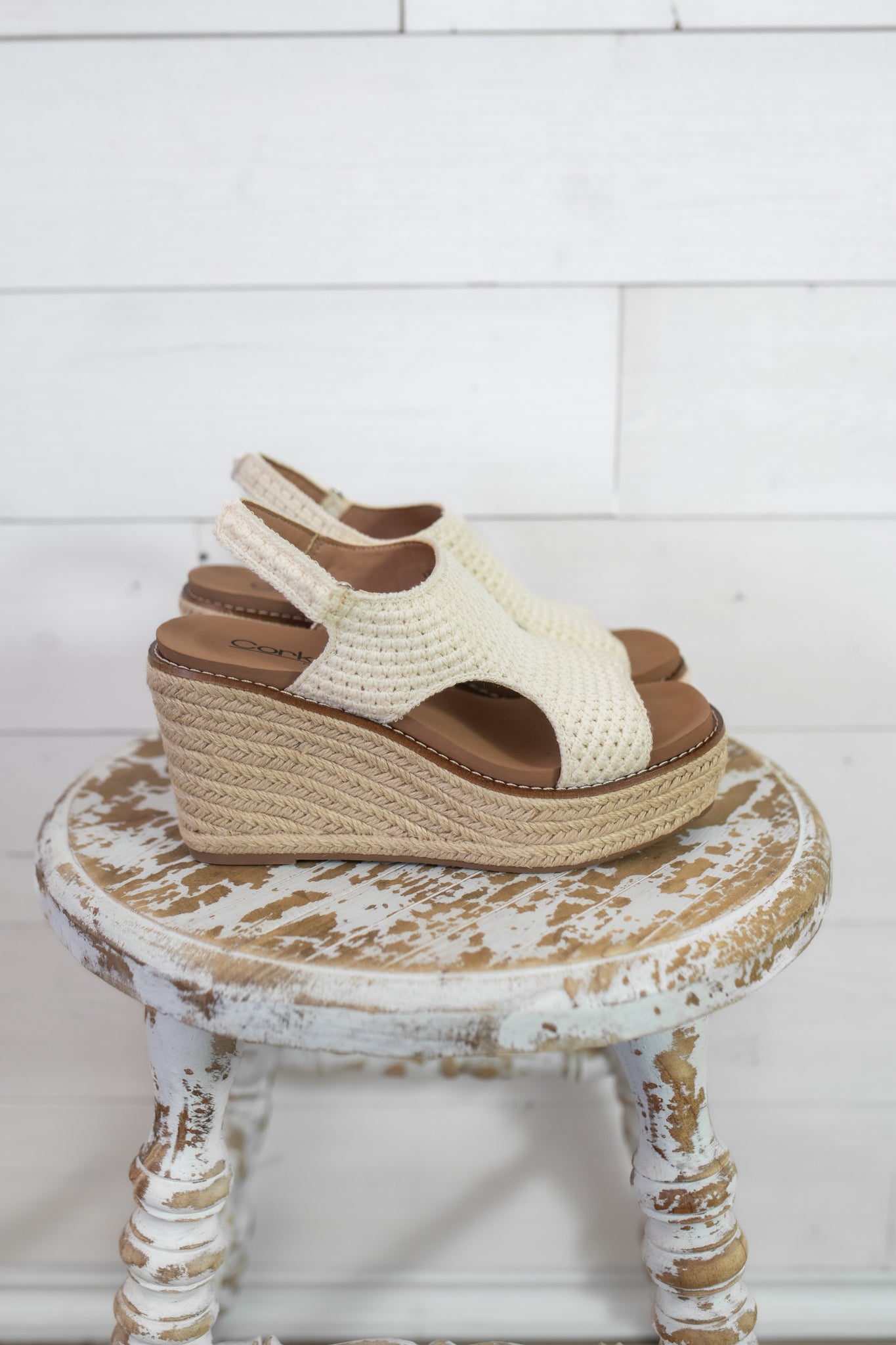 Corkys Natural Crochet Wedge-Freddie