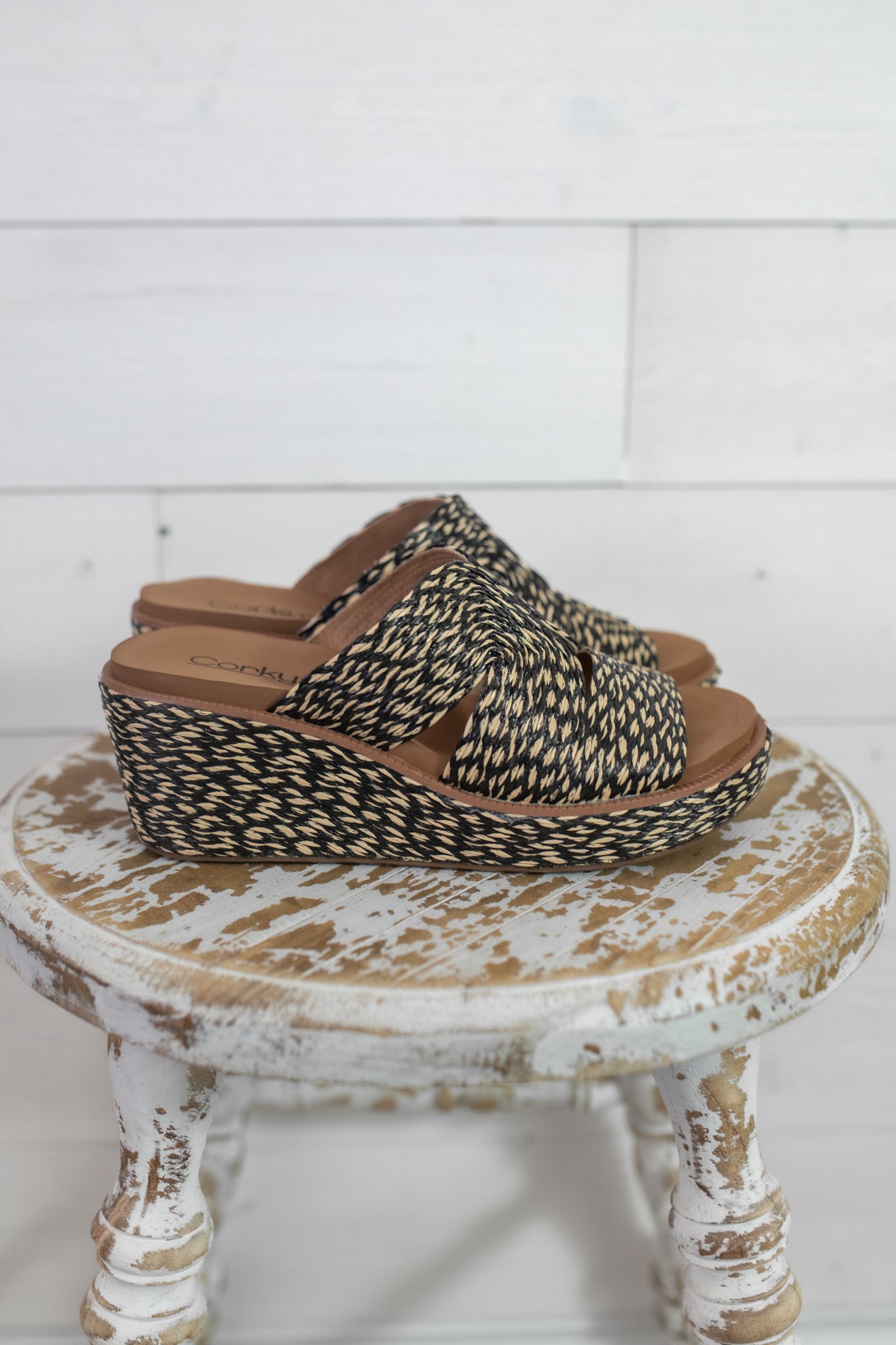 Corkys Black Combo Wedge-Golden Hour