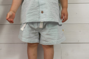 Boys Shirt and Short Set Green Stripes