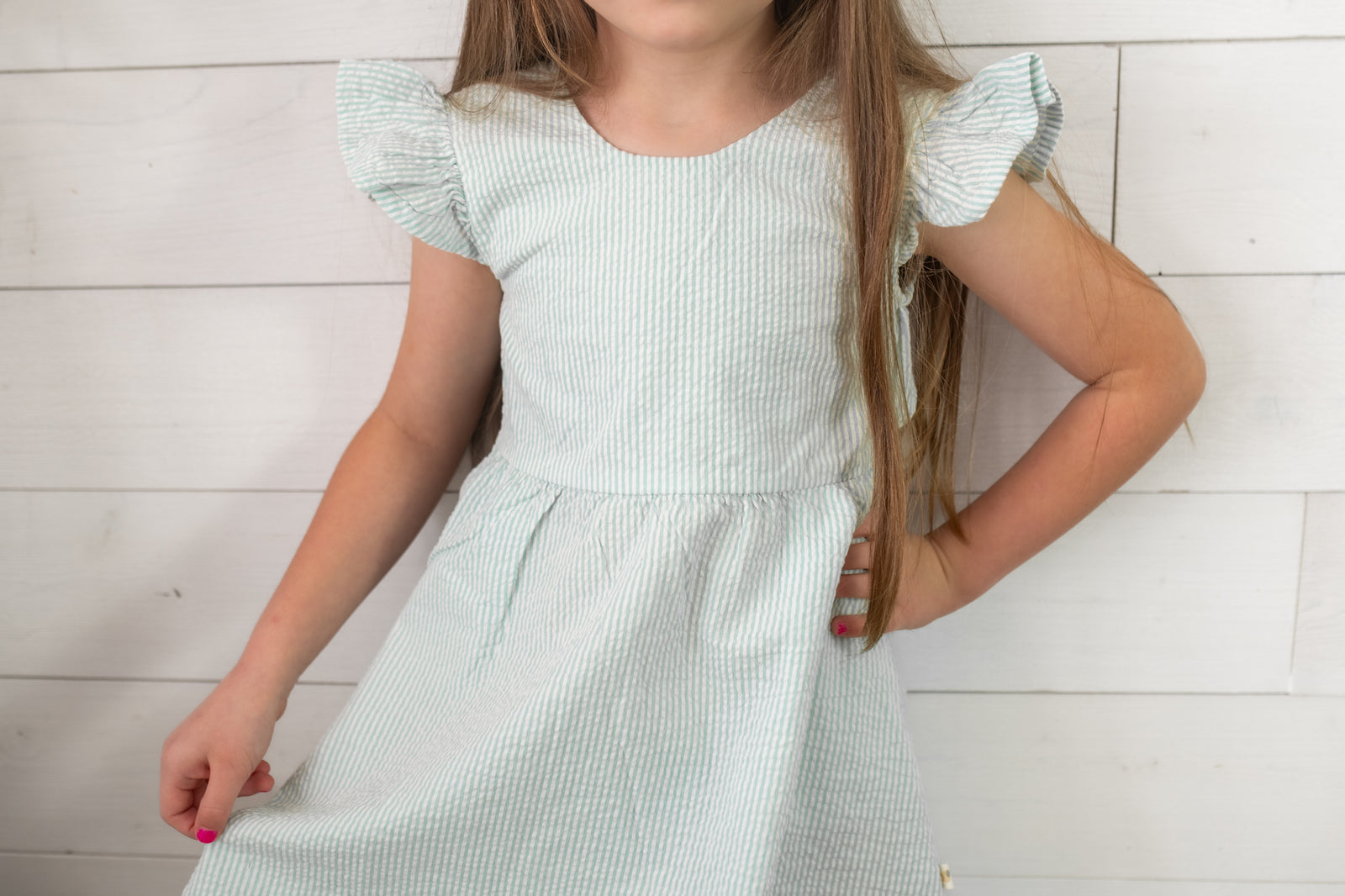 Flutter Summer Dress Green Stripes