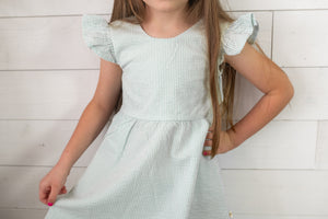Flutter Summer Dress Green Stripes