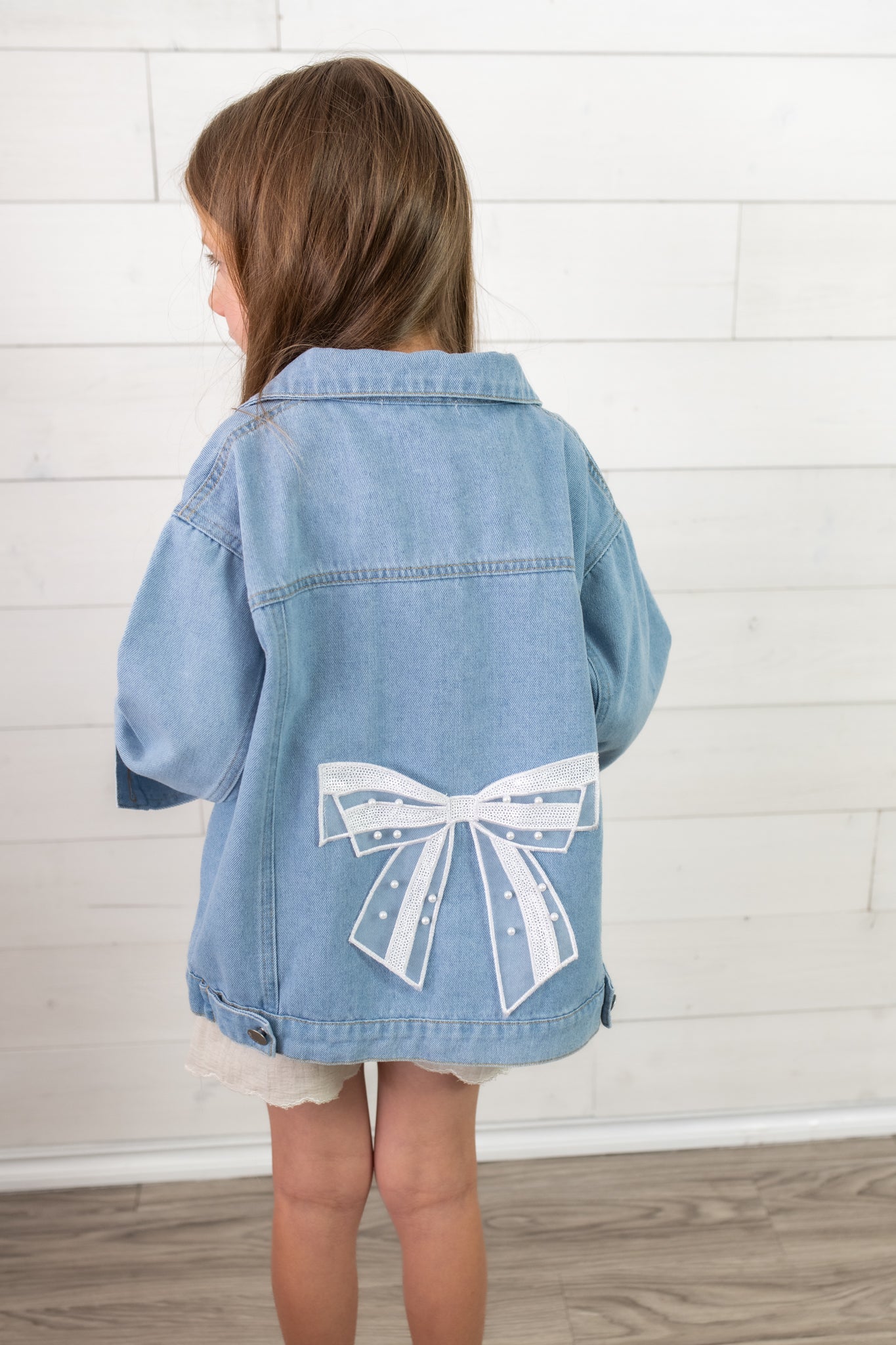 Nash Grey Girls Jean Jacket with Bow