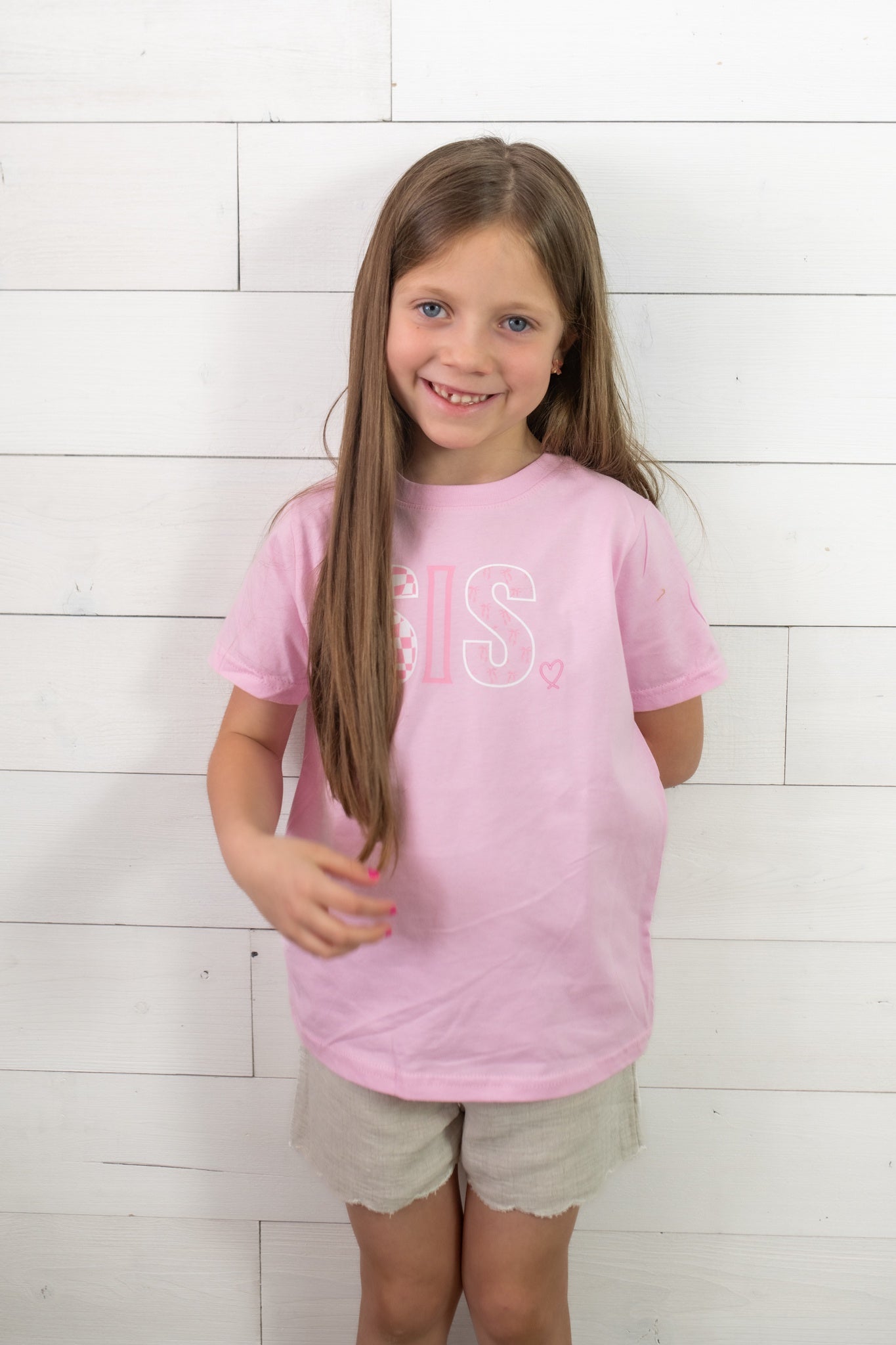 Girls Sis Graphic Tee-Pink