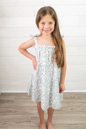 Tiered Dress Blue Vines