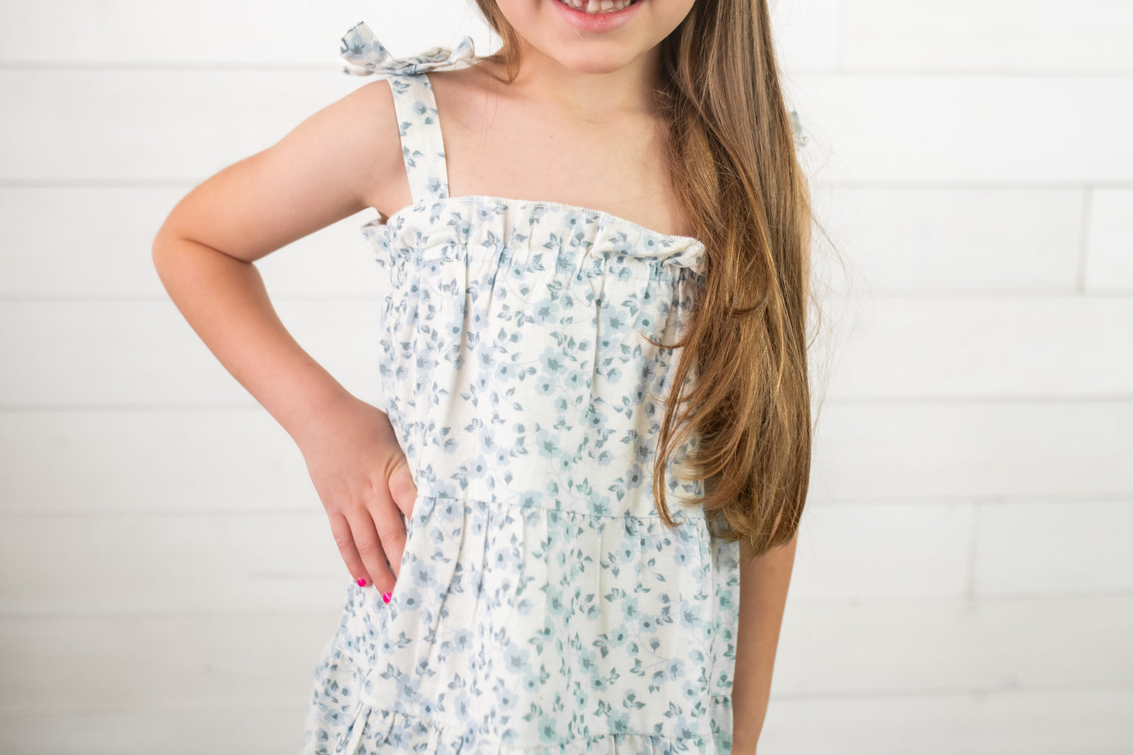 Tiered Dress Blue Vines