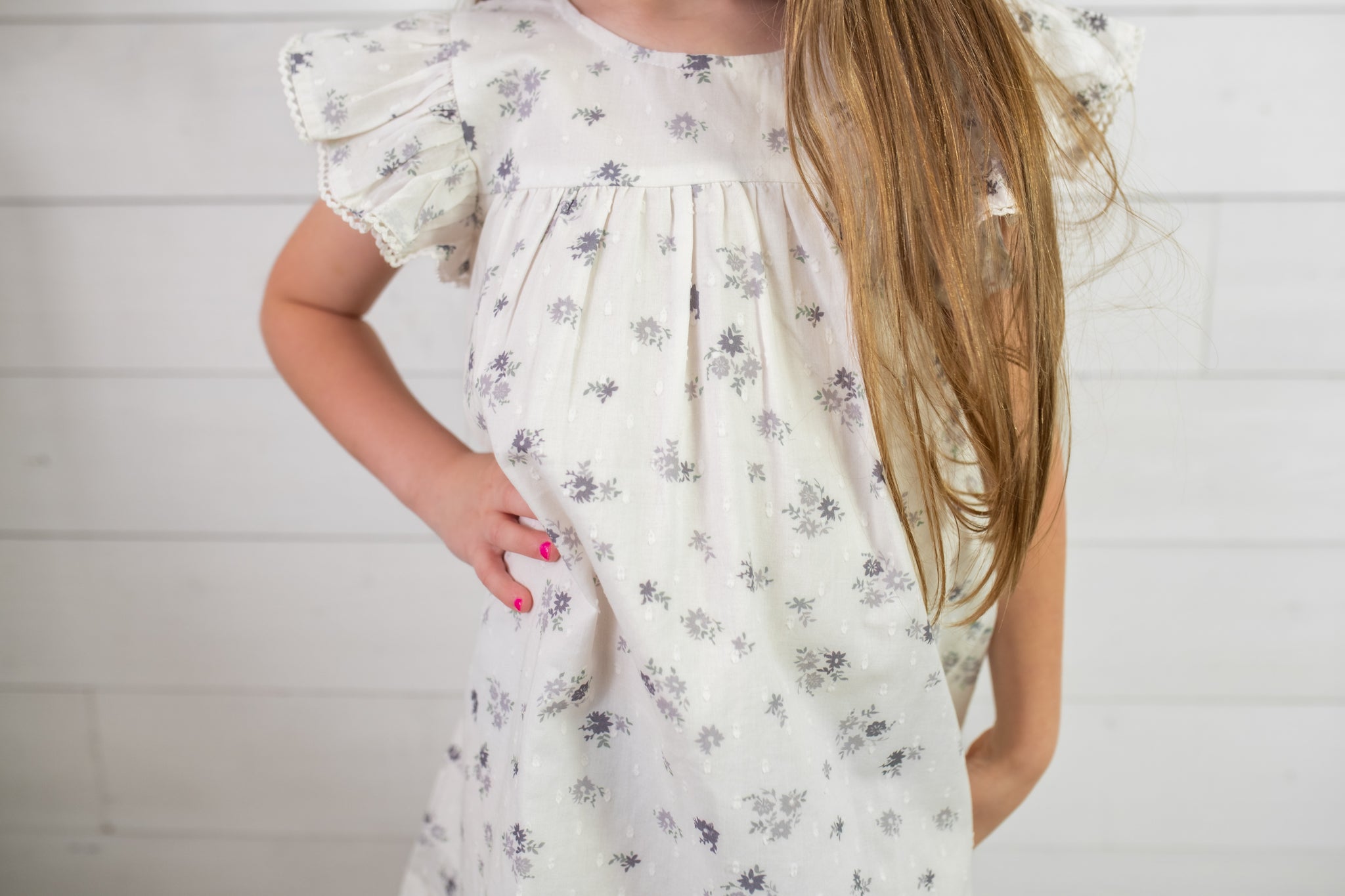 strapless open back dress Short Sleeve Flutter Dress Pastel Bloom