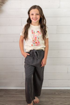 Girl's Charcoal Wide Leg Pants
