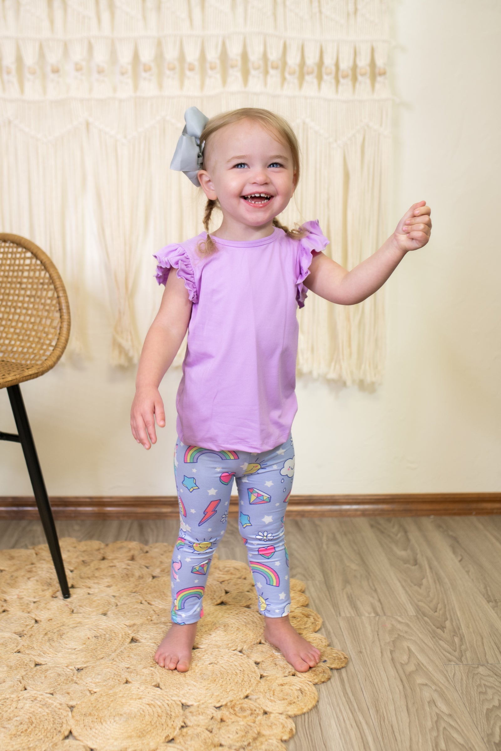 Bright Lilac Solid Ruffle Sleeve Tee