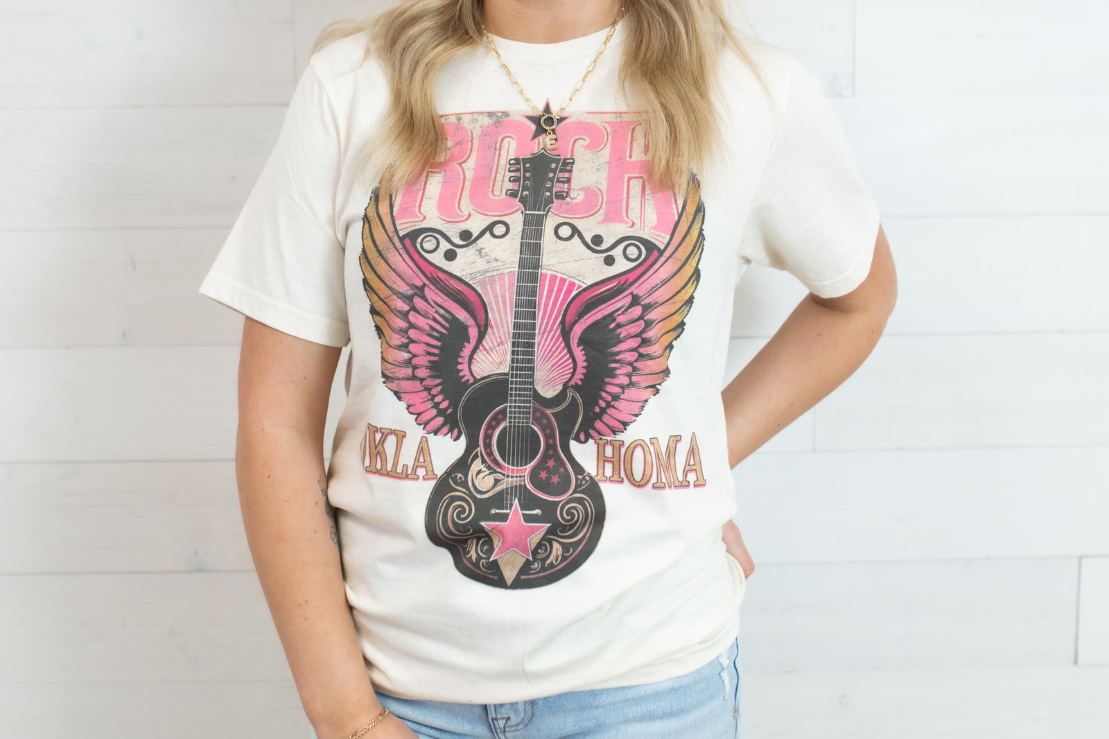 Rock Oklahoma Graphic Tee Cream