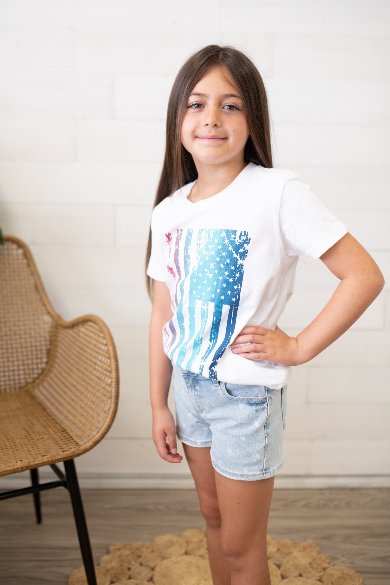 Ombre Flag Graphic Tee White Kids