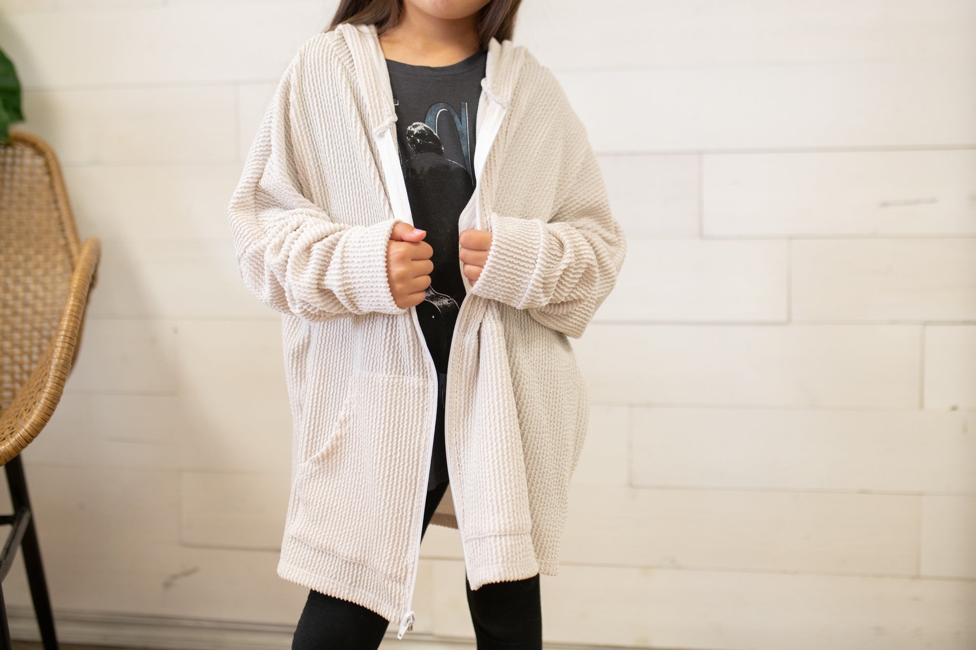 Kids Zip Up Jacket-Natural