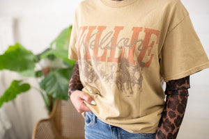 Tan Willie Nelson Horses Graphic Tee