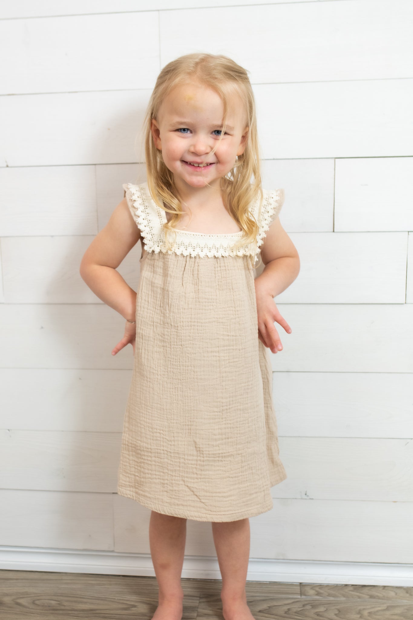 Sundress and Diaper Cover Oxford Tan