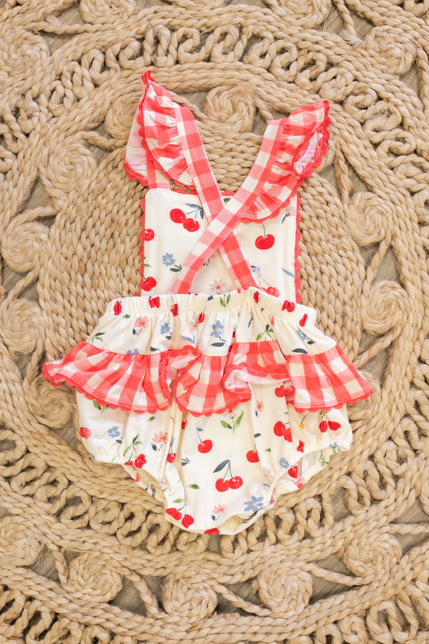 Sunsuit Ruffle Cherries & Gingham