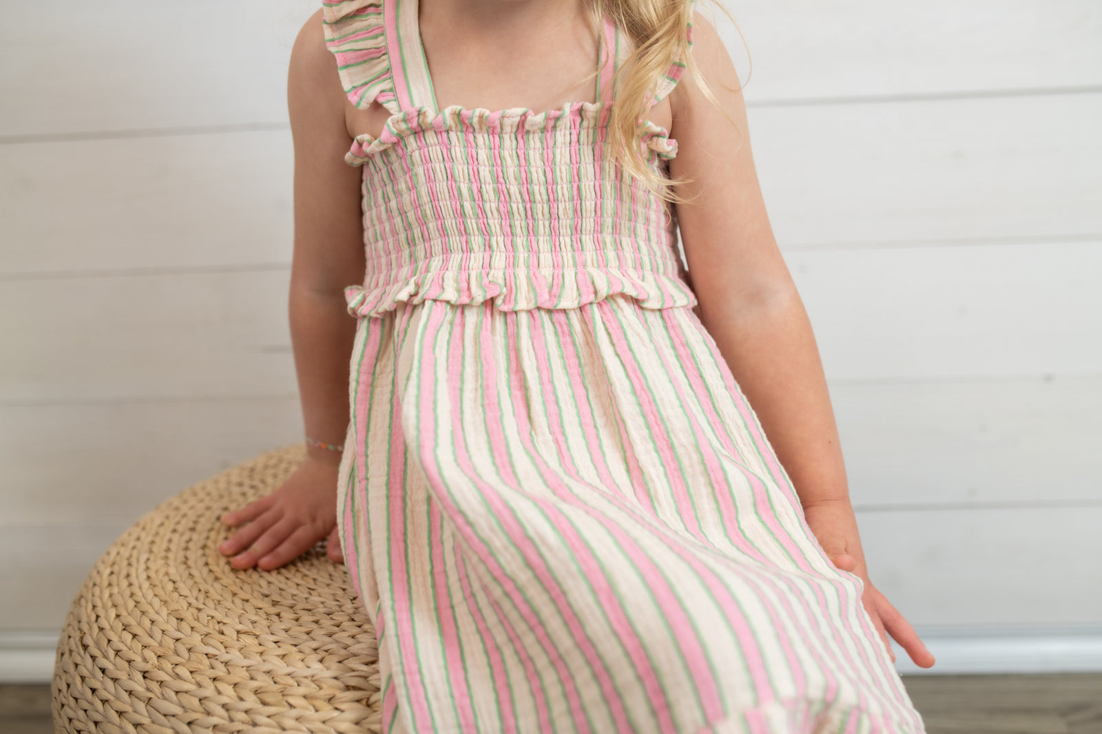 Smocked Ruffle Sundress and Diaper Cover Candy Stripe