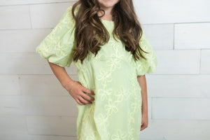 Girls Square Neck Flower Dress