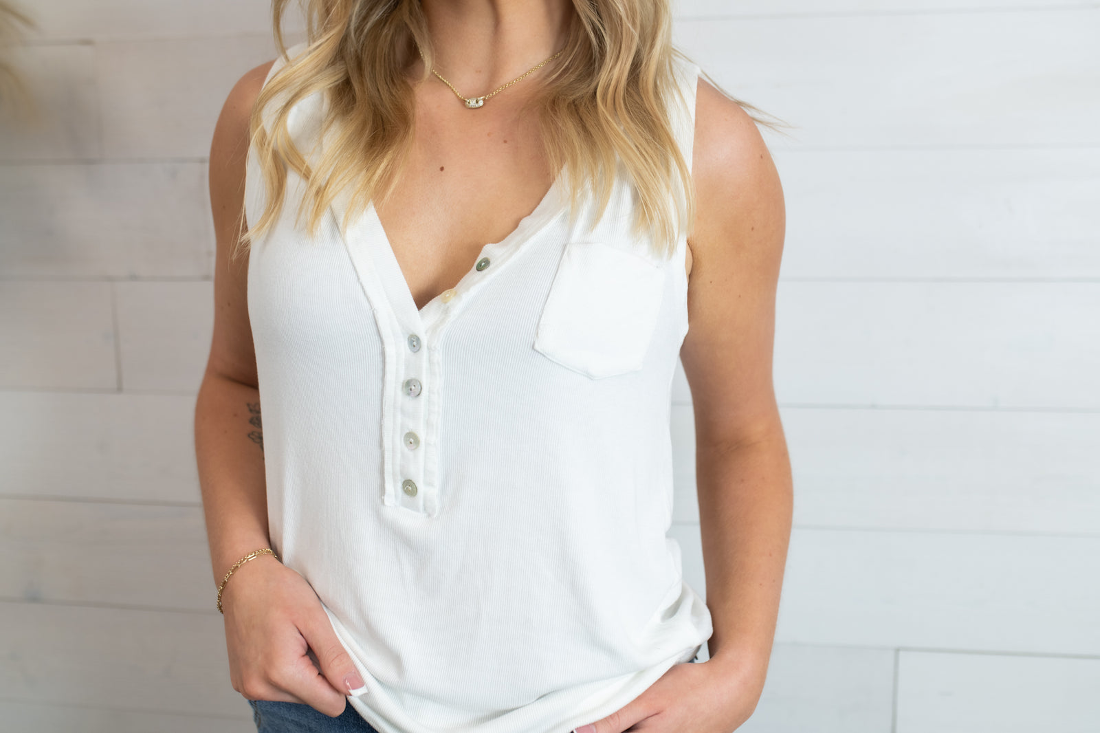 POL Flowy Sleeveless Top White