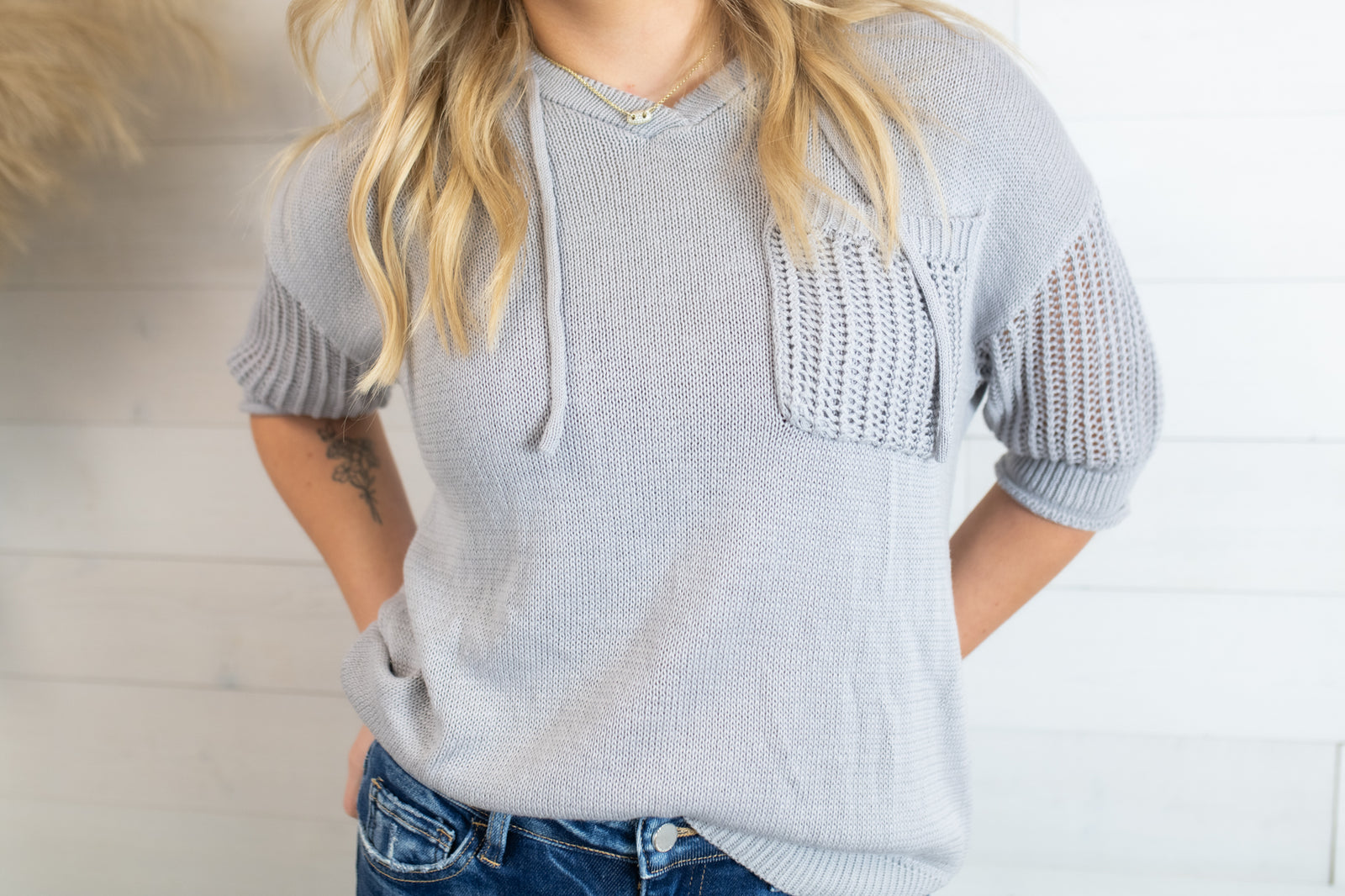Raquelle SS Sweater-Grey
