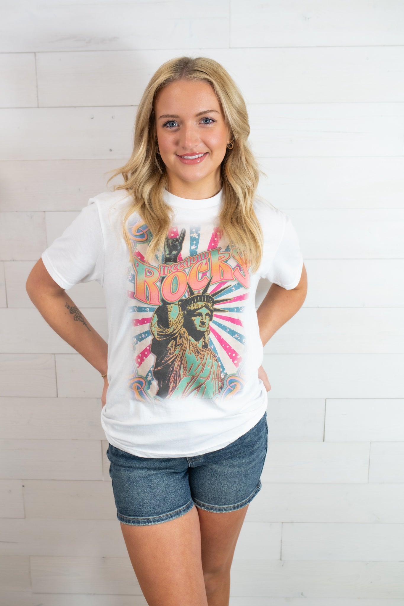 Freedom Rocks Graphic Tee White