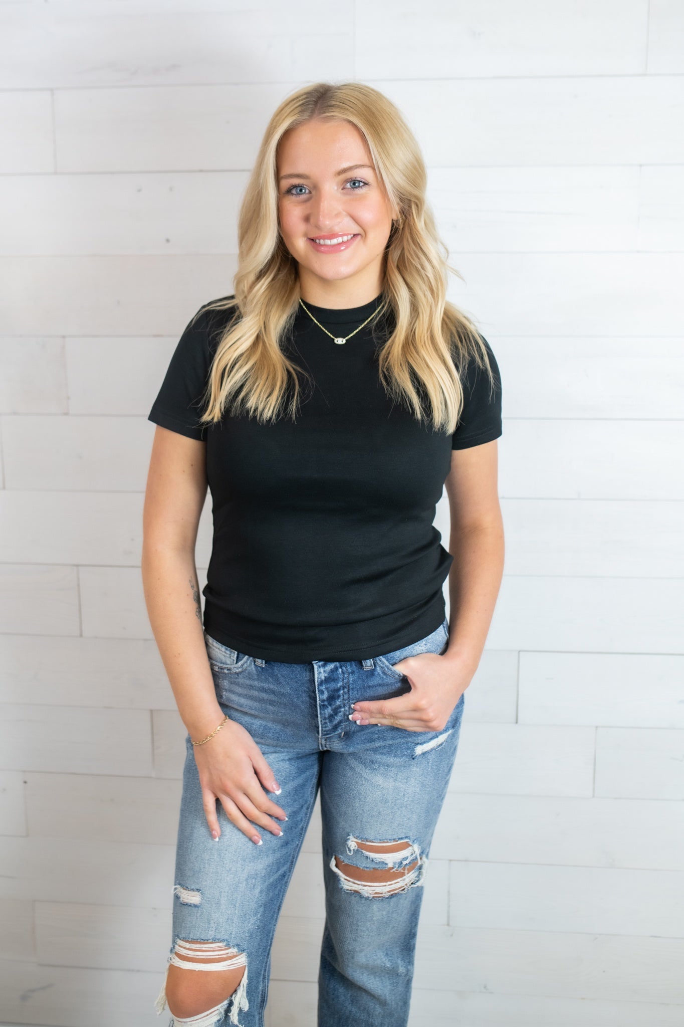 Jenny High Rise Distressed Straight Leg Blue Jeans