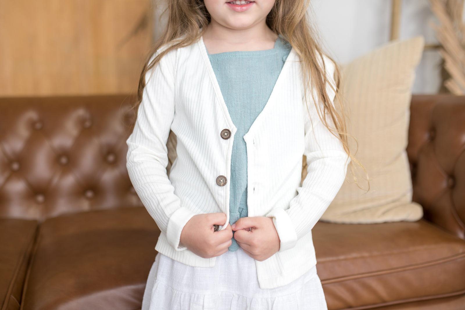 Aniyah Cream Ribbed Cardigan