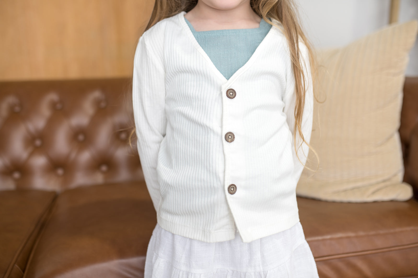 Aniyah Cream Ribbed Cardigan