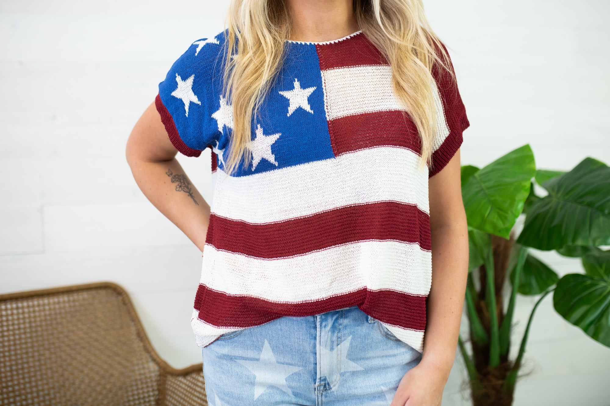 Knit American Flag Crochet Top