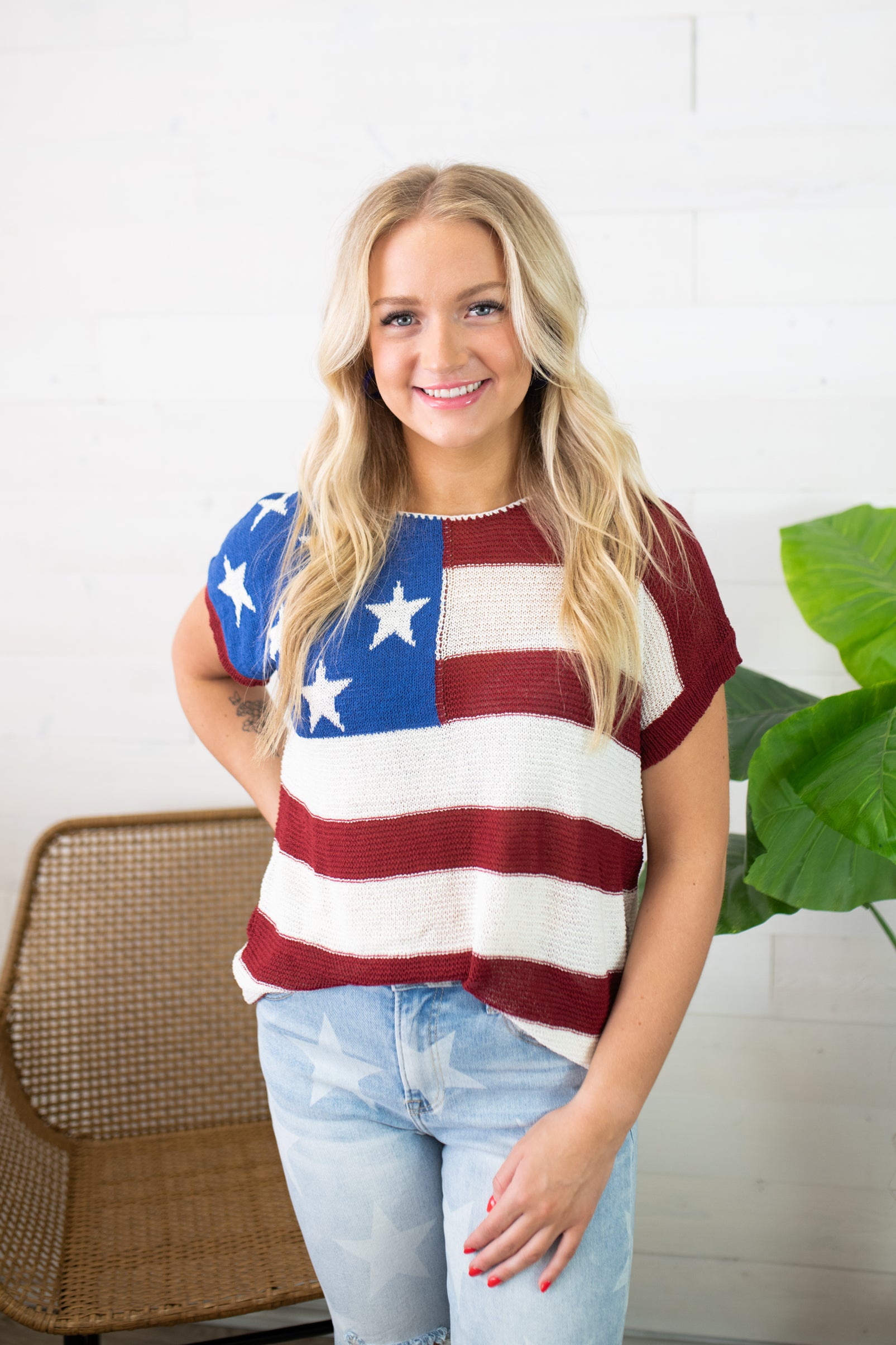 Knit American Flag Crochet Top