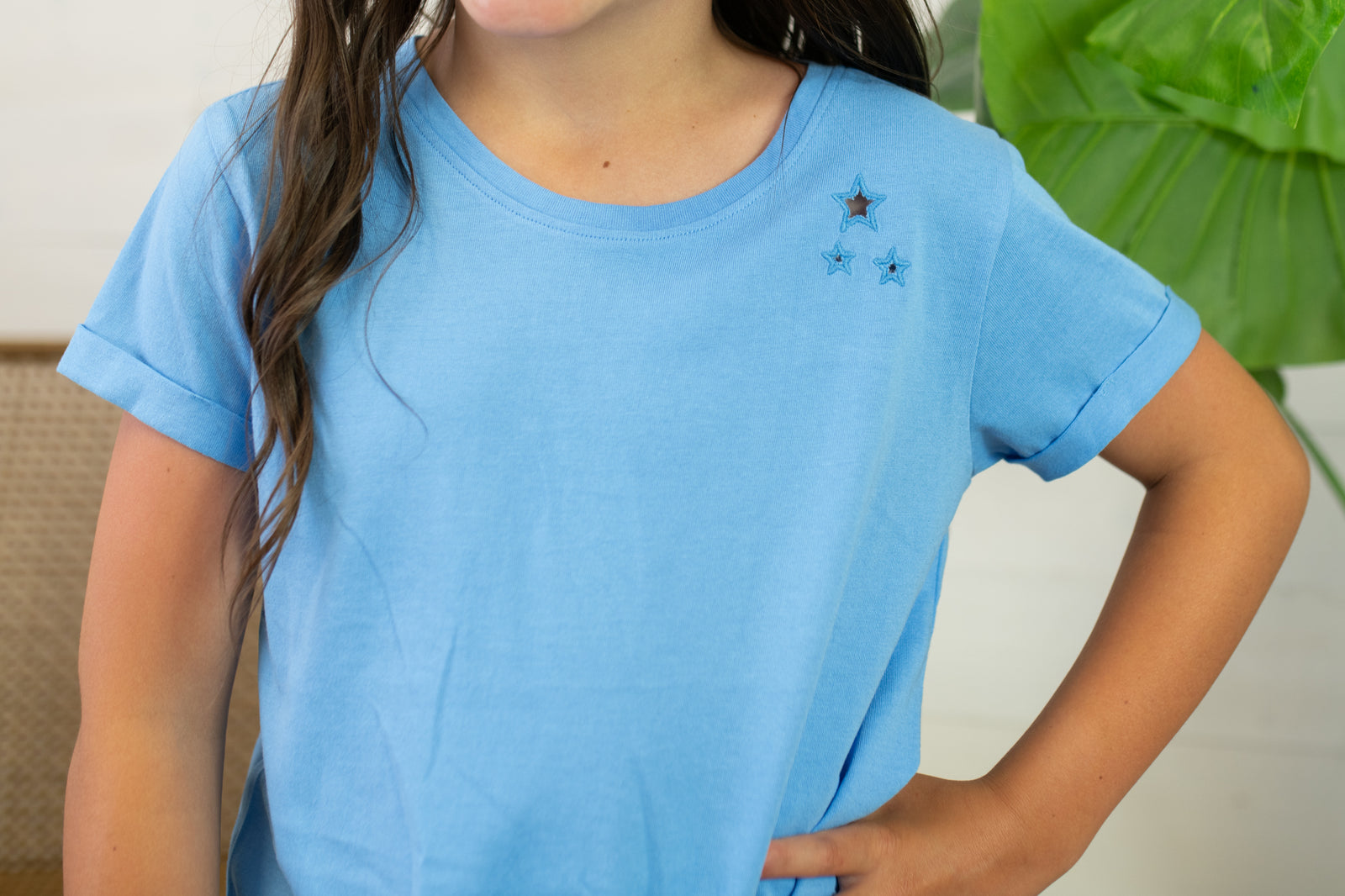 Star Cut Out Tie Front Top