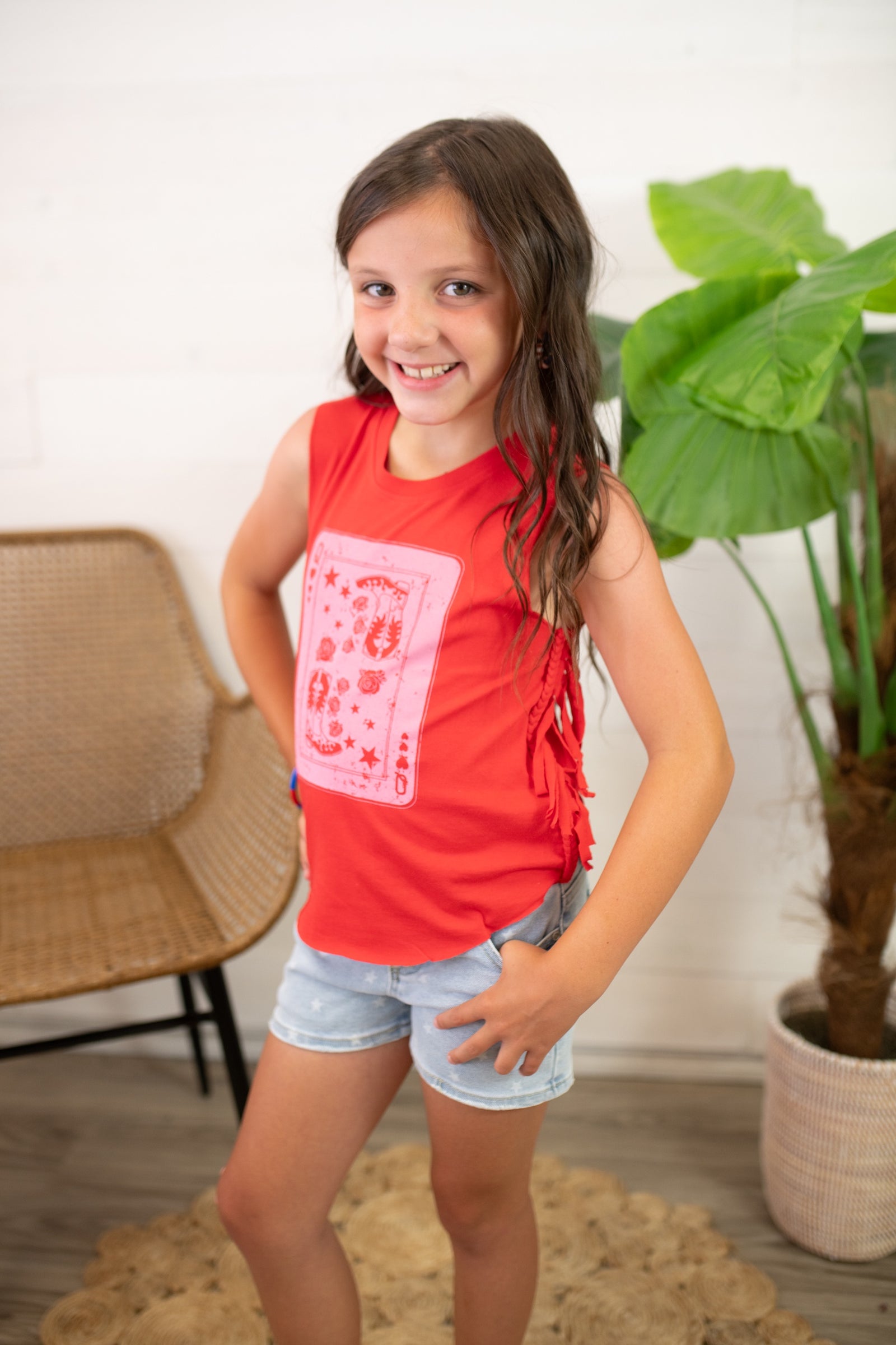 Western Queen Playing Card Red Graphic Tee