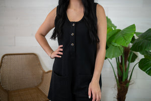 Textured Oversized Jumpsuit with Front Pockets Black