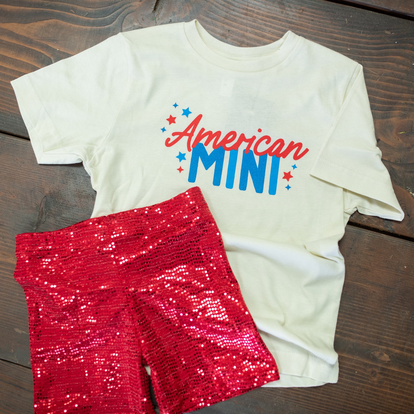 Red Sequin Biker Shorts