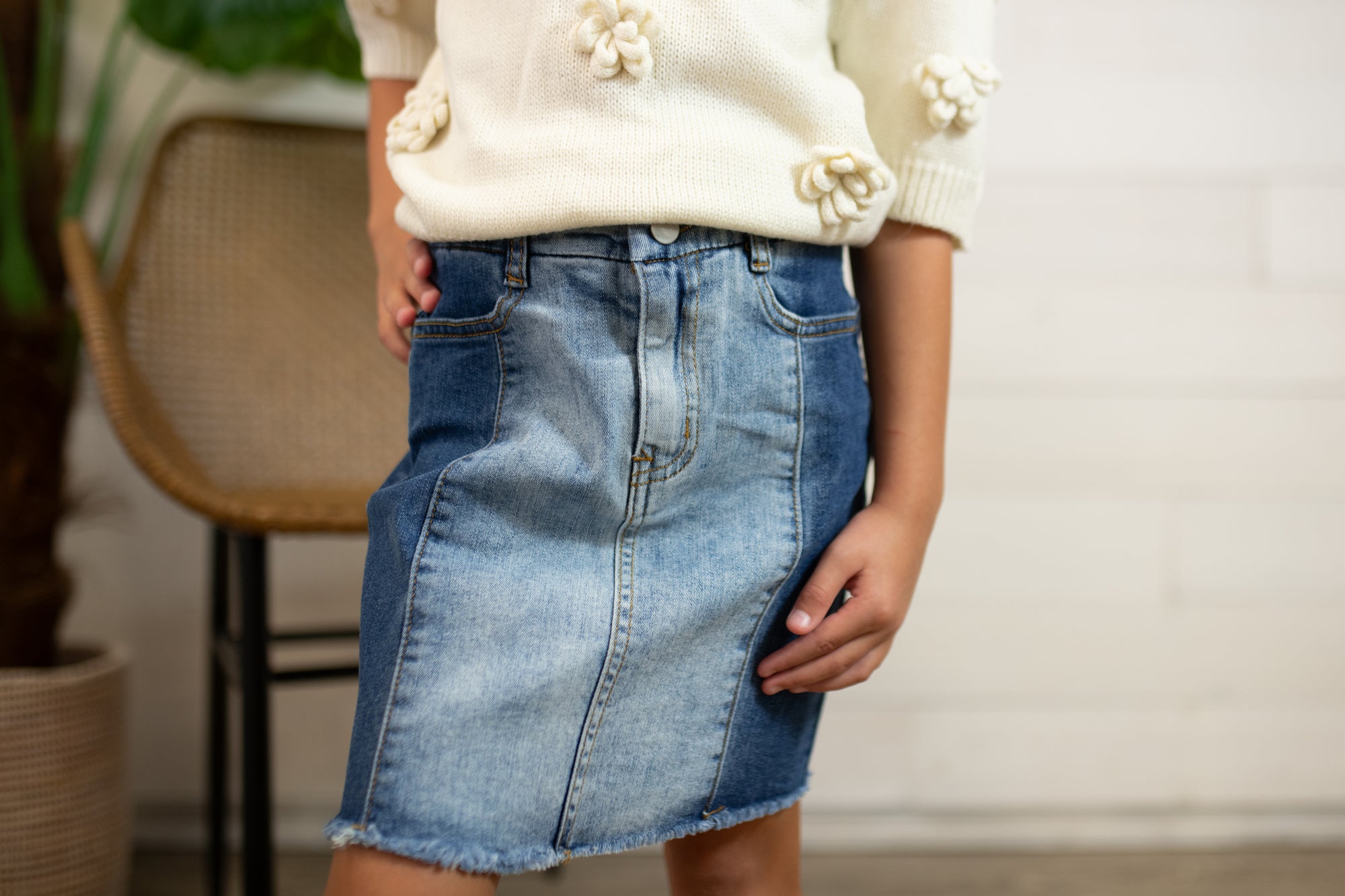 Girls Mid Denim Jean Skirt