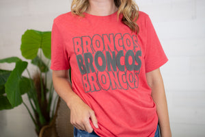 Broncos Puff Letter Graphic Tee-Red & Black