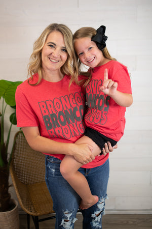 Broncos Puff Letter Graphic Tee-Red & Black