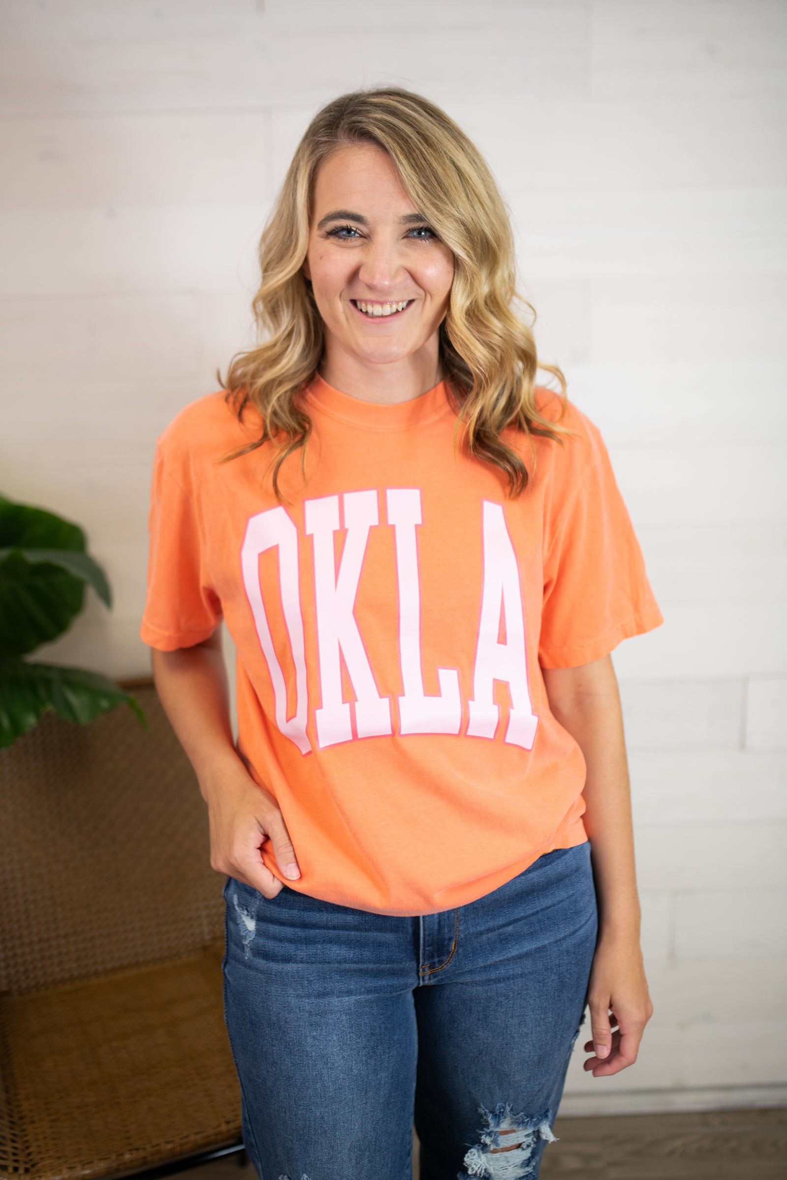 Okla Graphic Tee-Orange & Pink-Adult