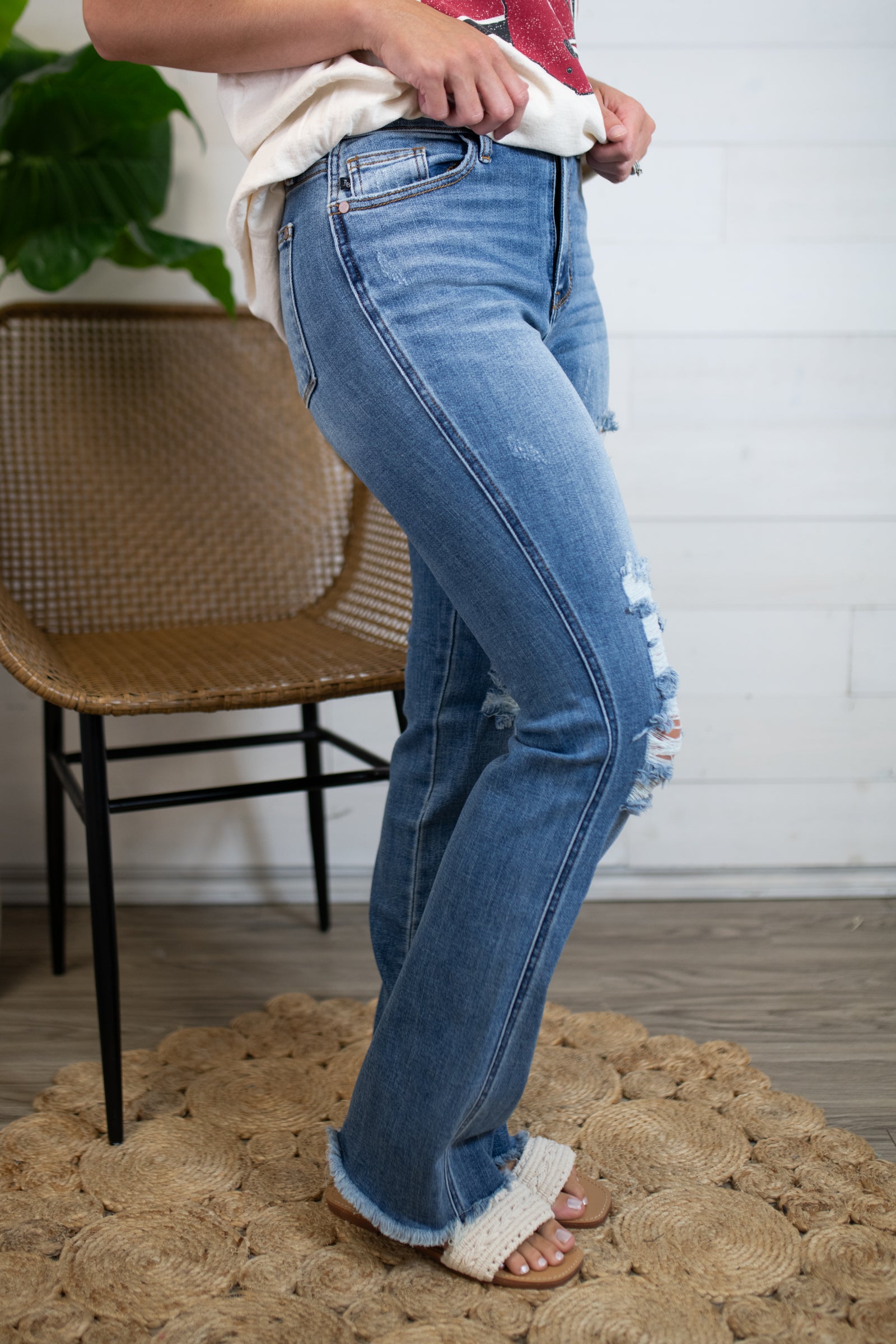 Judy Blue Ashley HW Destroy Fray Hem Bootcut