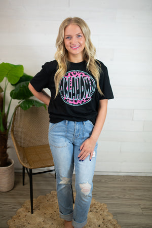 Oklahoma Graphic Tee-Hot Pink & Black