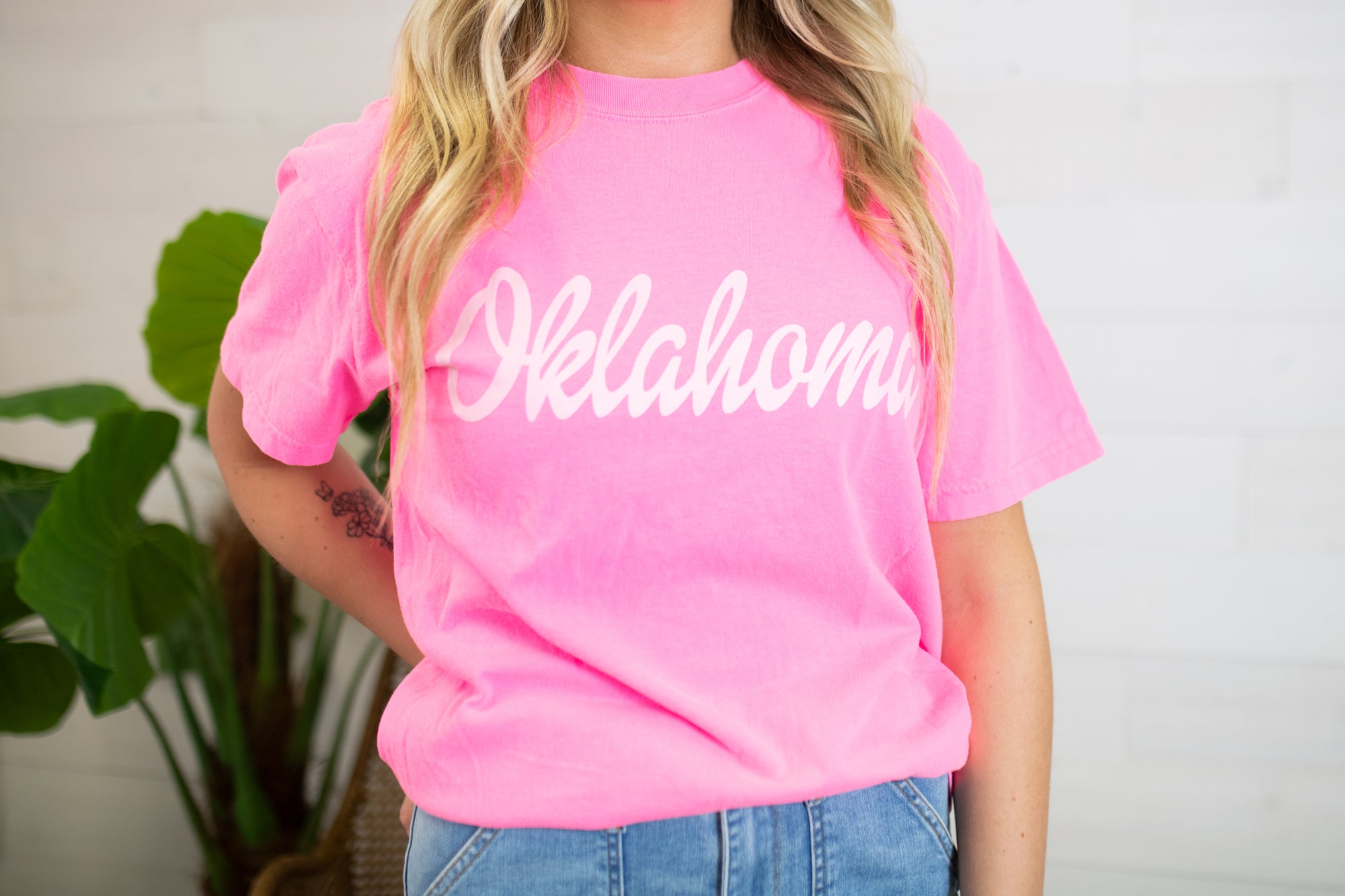 Oklahoma Graphic Tee-Neon Pink