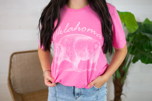 Okie Buffalo Graphic Tee-Pink