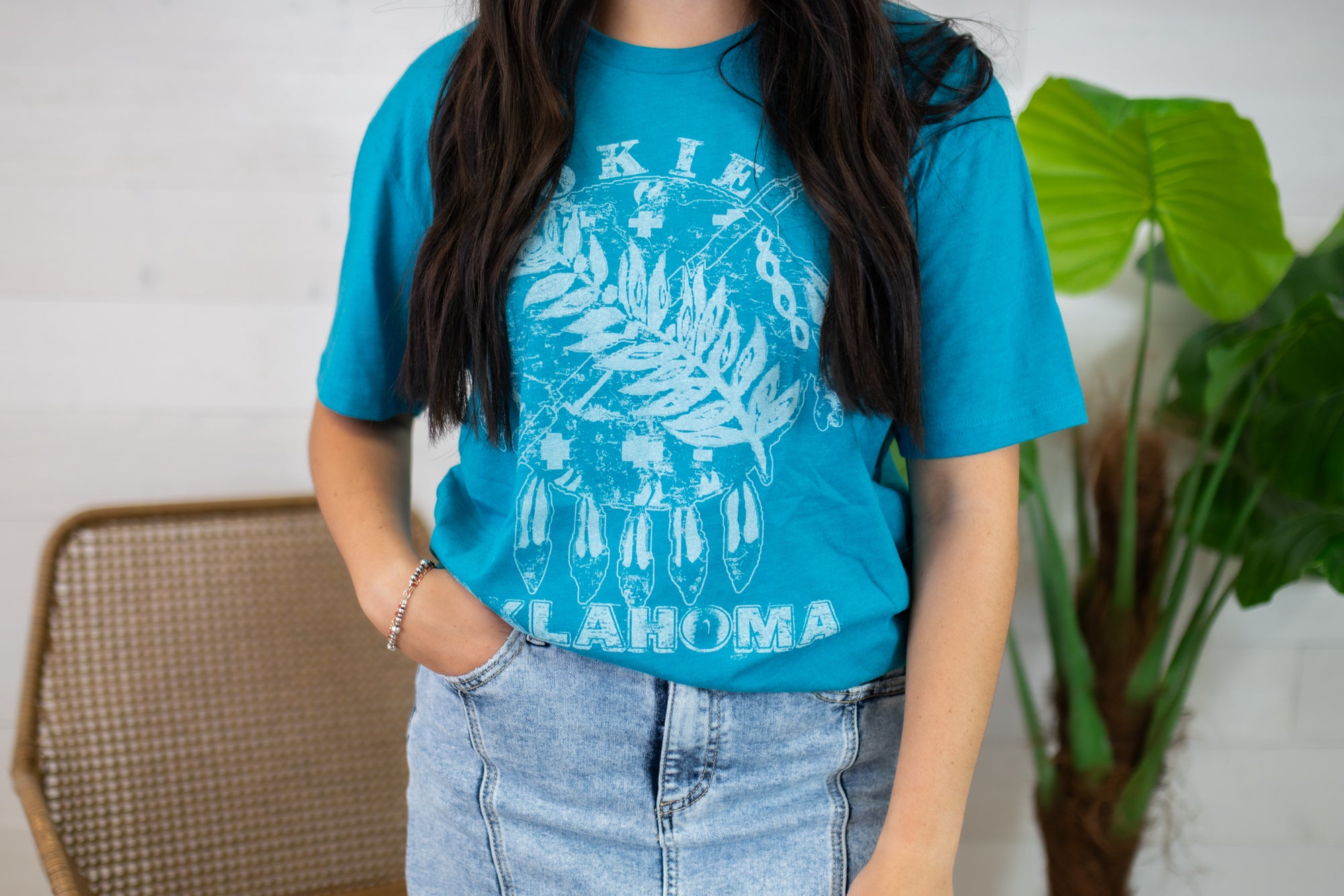 Oklahoma Indian Graphic Tee-Blue