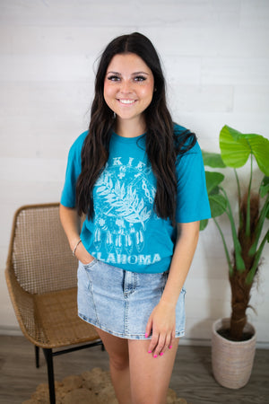 Oklahoma Indian Graphic Tee-Blue