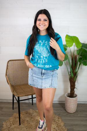 Oklahoma Indian Graphic Tee-Blue