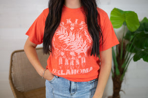 Oklahoma Indian Graphic Tee-Orange