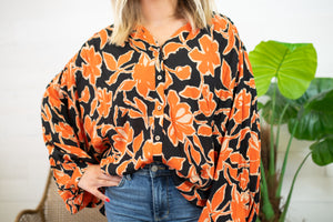 Black Pumpkin Dolman Sleeves Blouse